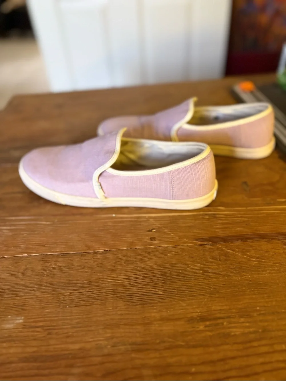 Toms Lavender Slip-On Canvas Shoes with Cream Trim